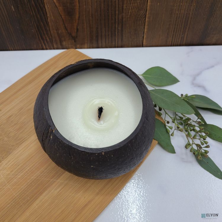 Picture of Coconut Bowl Candle Set 2 Scented Candles 50 Hour Burn Time Vanilla Scent