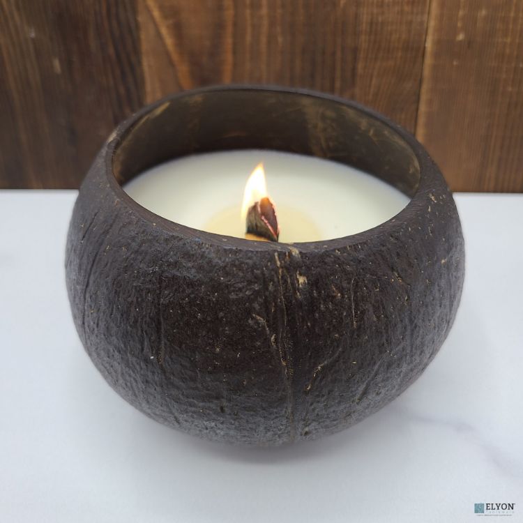 Picture of Coconut Bowl Candle Set 2 Scented Candles 50 Hour Burn Time Vanilla Scent