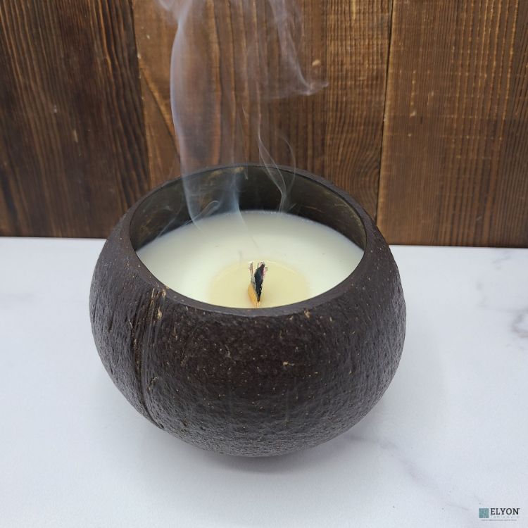 Picture of Coconut Bowl Candle Set 2 Scented Candles 50 Hour Burn Time Vanilla Scent