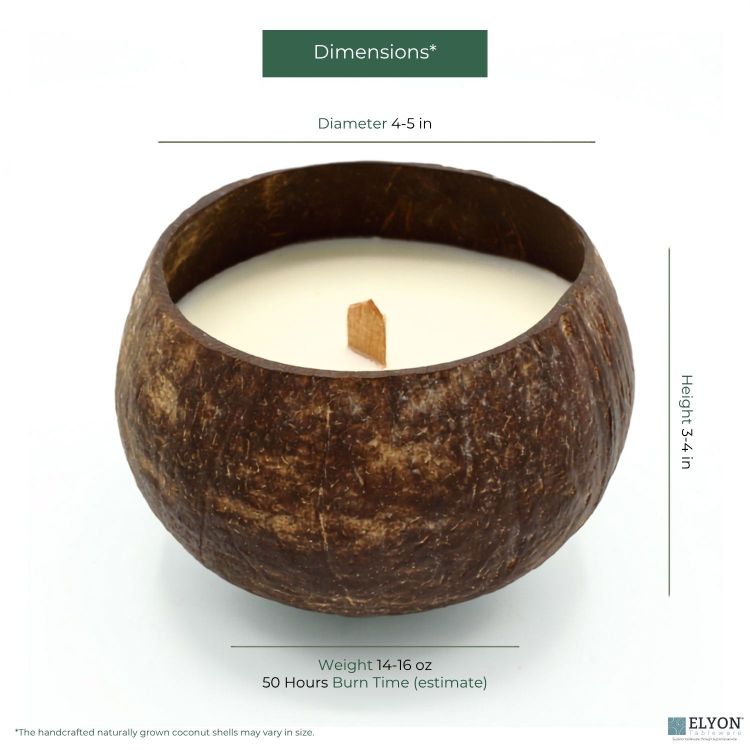 Coconut Bowl Candle Set 2 Scented Candles 50 Hour Burn Time Toasted Coconut Scent