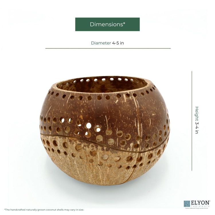 Picture of 4 Handmade Natural Coconut Shell Tealight Candle Holders