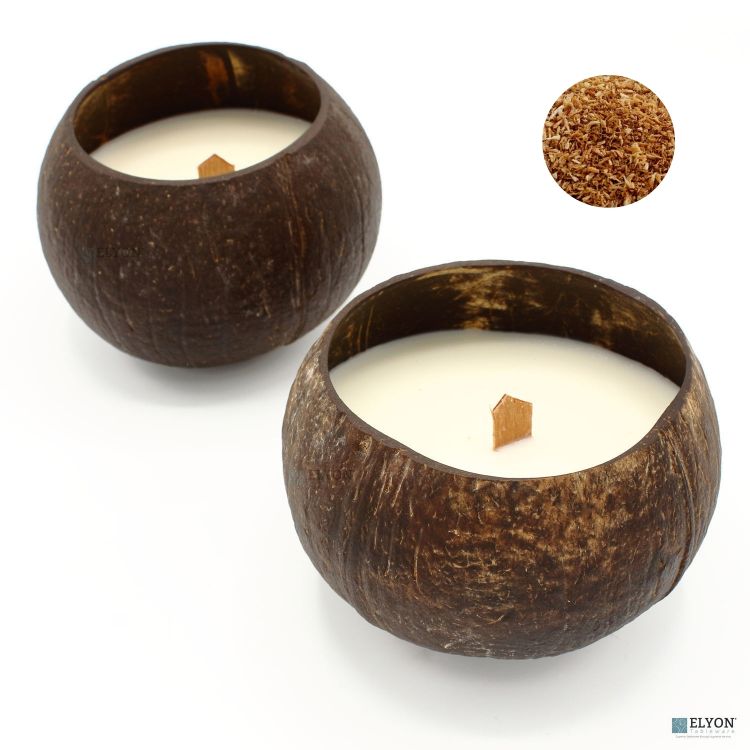Coconut Bowl Candle Set 2 Scented Candles 50 Hour Burn Time Toasted Coconut Scent